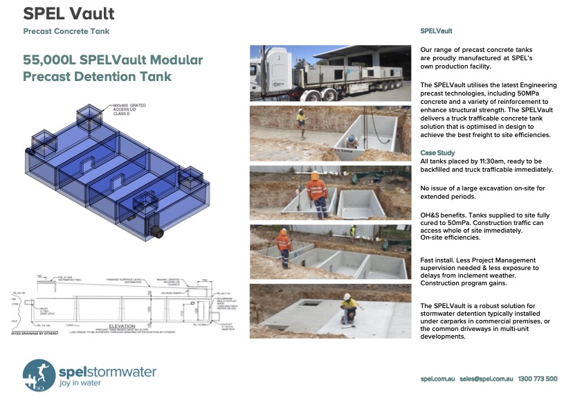 55000L SPEL VAULT Modular Precast Detention Tank