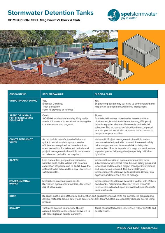 SPEL Stormwater Detention Tanks Comparisons